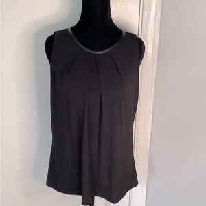 Fate Black Blouse with Leather Trim